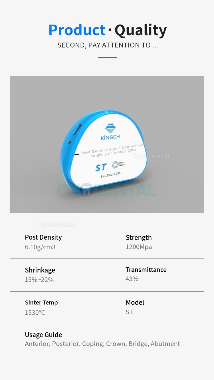 1 Stks Tandheelkundige ST/HT Zirconia Blok voor Amann Girrbach Systeem Prothese Tanden Cad Cam Blok